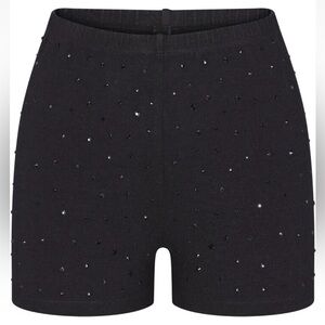 SKIMS NWT OUTDOOR RHINESTONE SHORT Sz XSMALL Color WASHED ONYX BLACK